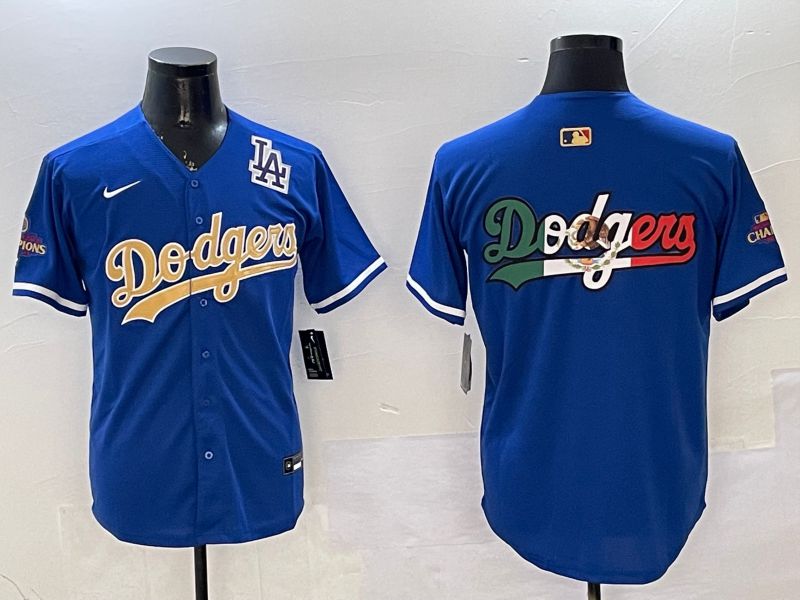 Men Los Angeles Dodgers Blank Blue Champion gold character 2025 Nike MLB Jersey style 10->los angeles dodgers->MLB Jersey